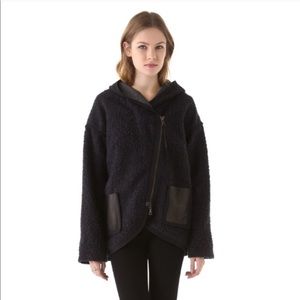 Rebecca Taylor hooded jacket with leather detail